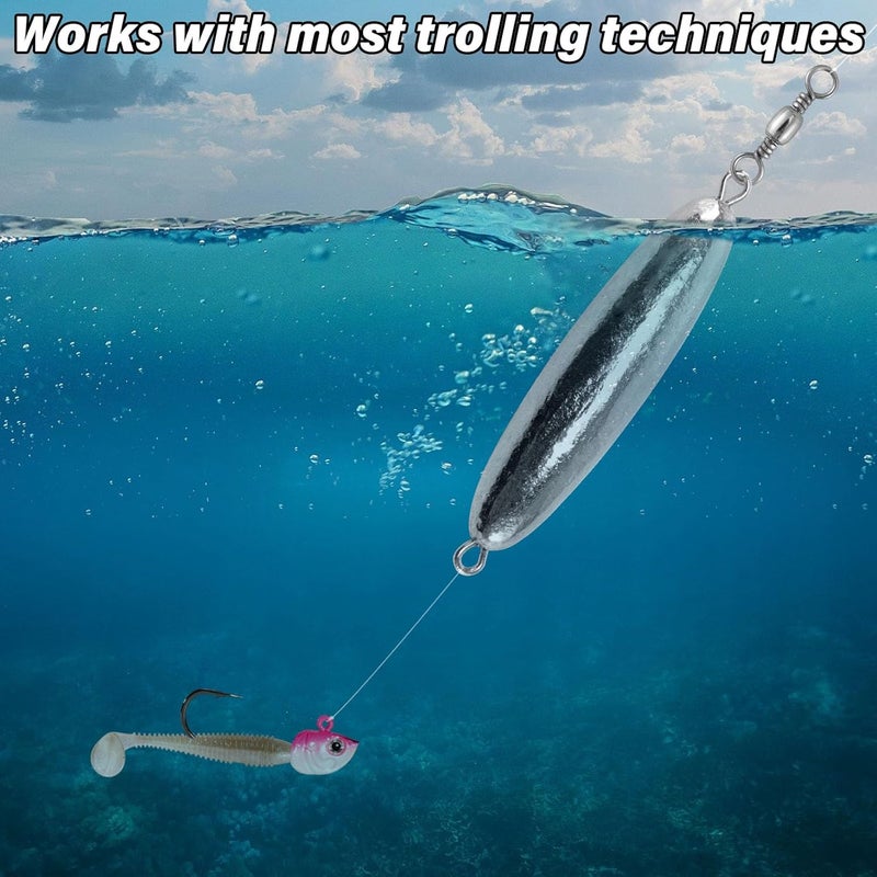 Dr.Fish 10 Pack in-line Trolling Sinkers with Swivel Torpedo Weight Lead Fishing Sinkers Double Ring Saltwater Freshwater Salmon Walleye Trolling - Image 5